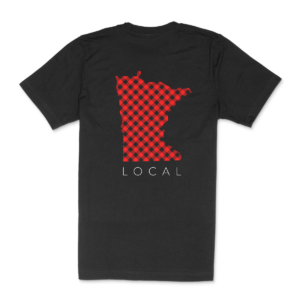 black shirt with red outline of Minnesota